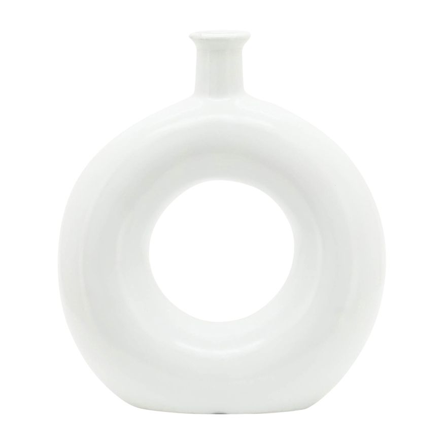 Sagebrook 8" Ceramic Round Cut-out Vase - White