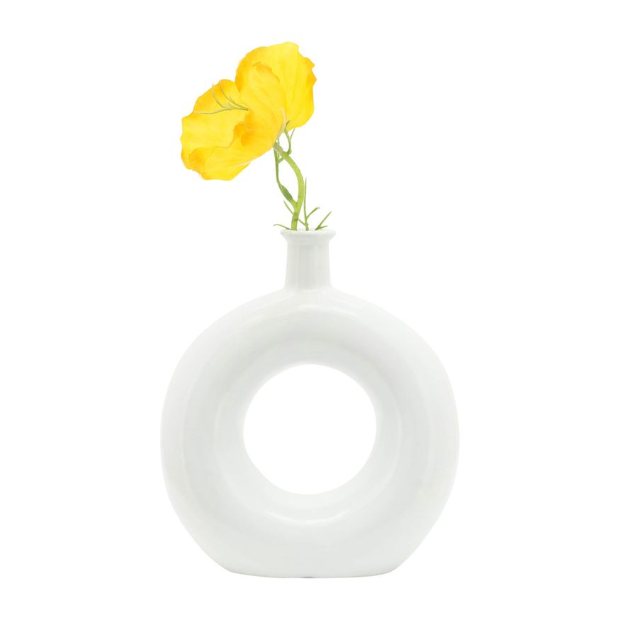 Sagebrook 8" Ceramic Round Cut-out Vase - White