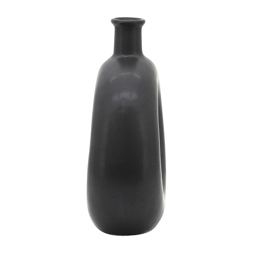 Sagebrook 8" Ceramic Round Cut-out Vase - Black