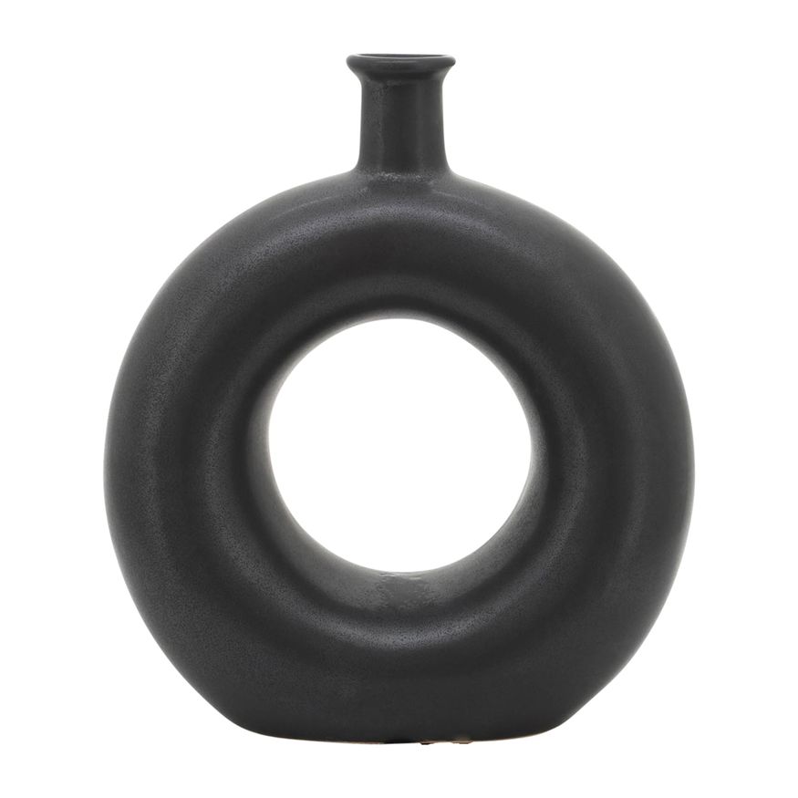 Sagebrook 8" Ceramic Round Cut-out Vase - Black