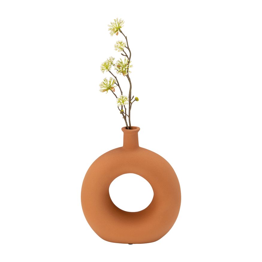 Sagebrook 8" Ceramic Round Cut-out Vase - Terracotta