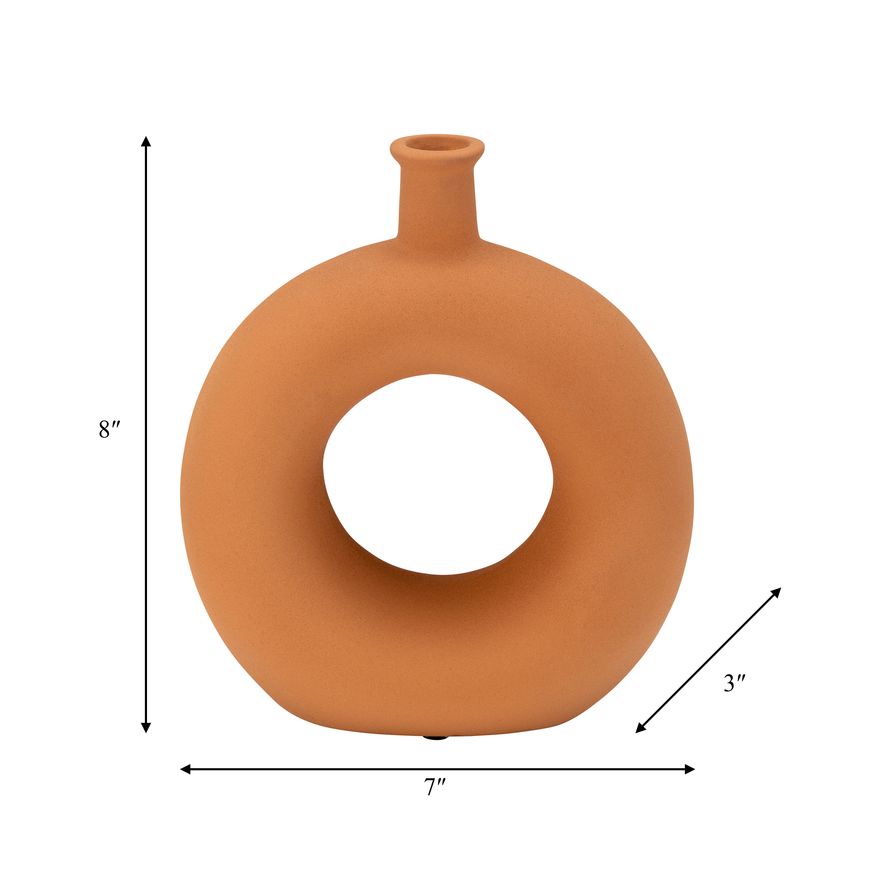 Sagebrook 8" Ceramic Round Cut-out Vase - Terracotta