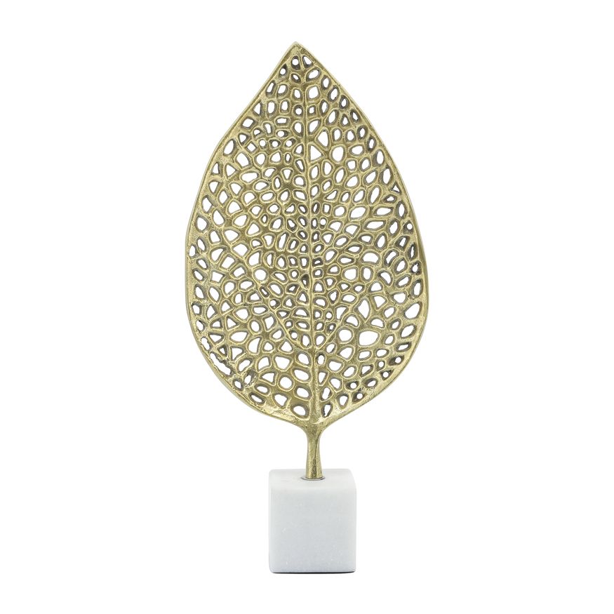 Sagebrook - 19" Metal Leaf On Stand in Gold