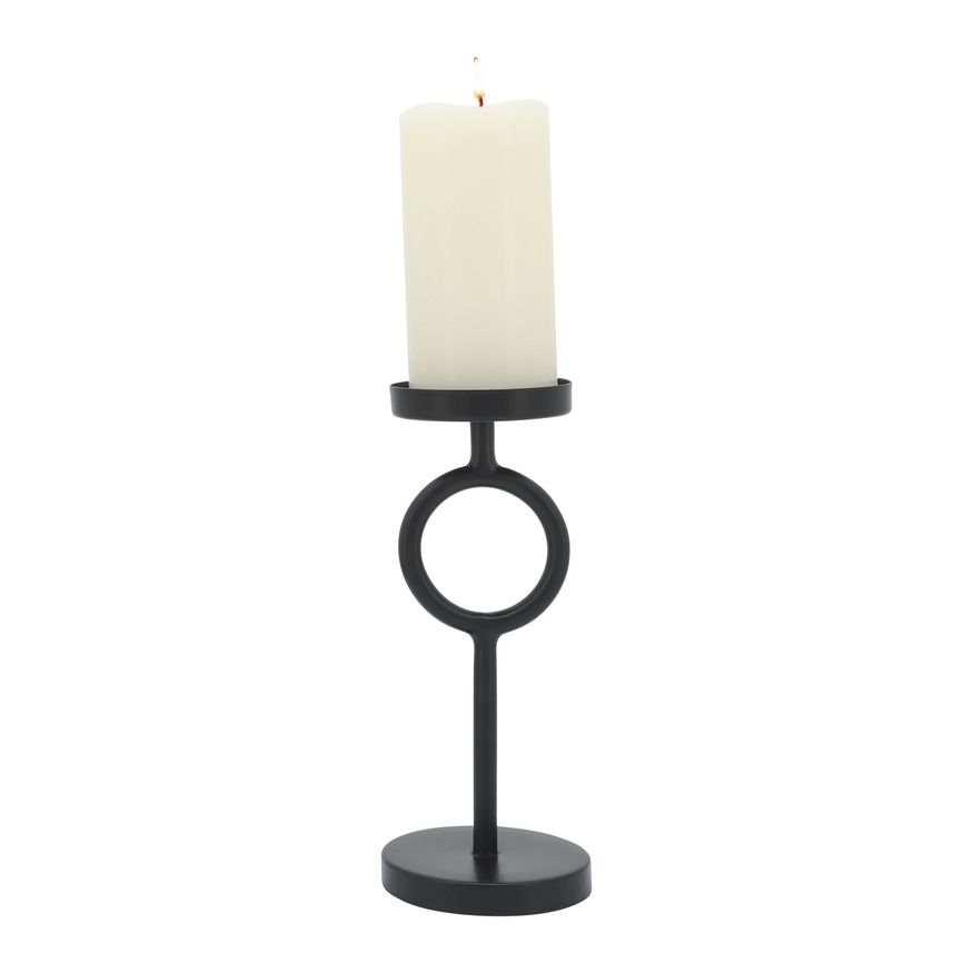 Sagebrook 10" Metal Ring Candle Holder - Black