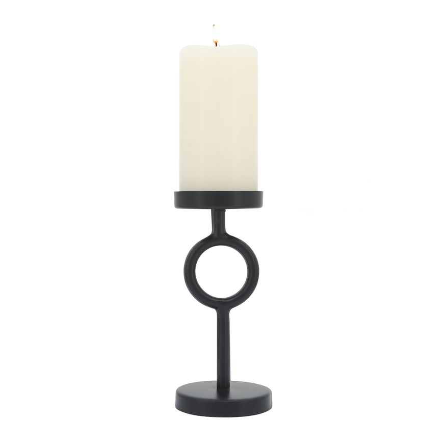 Sagebrook 8" Metal Ring Candle Holder - Black