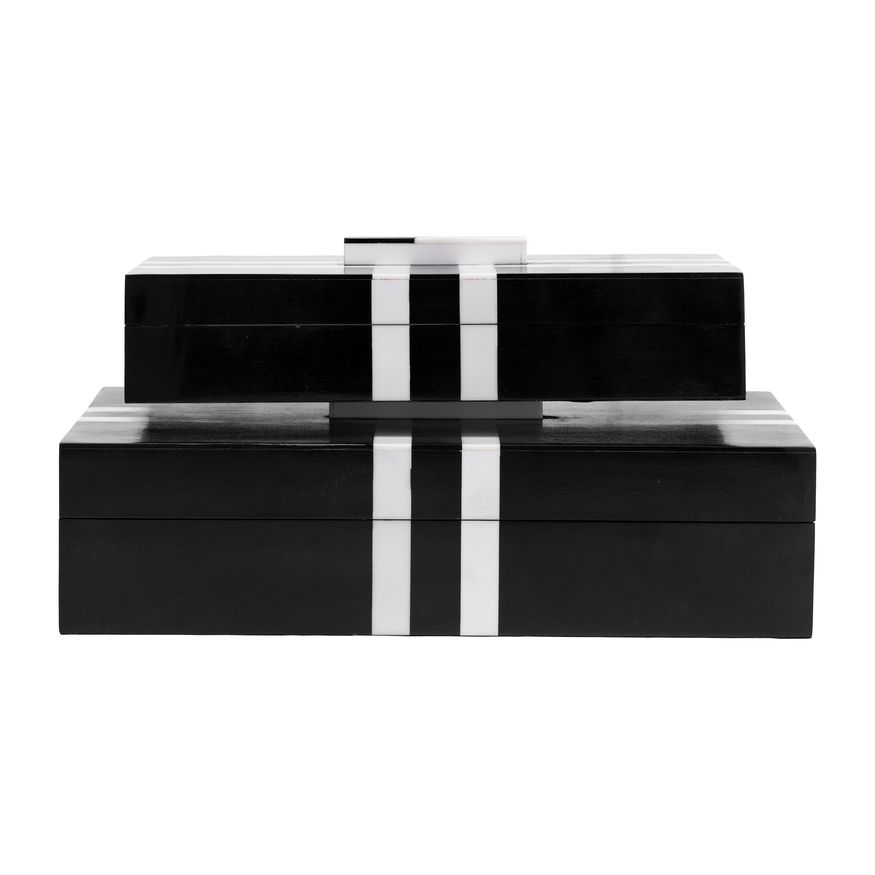 Sagebrook - 10"/12" Resin Cross Boxes (Set Of 2) in Black/White