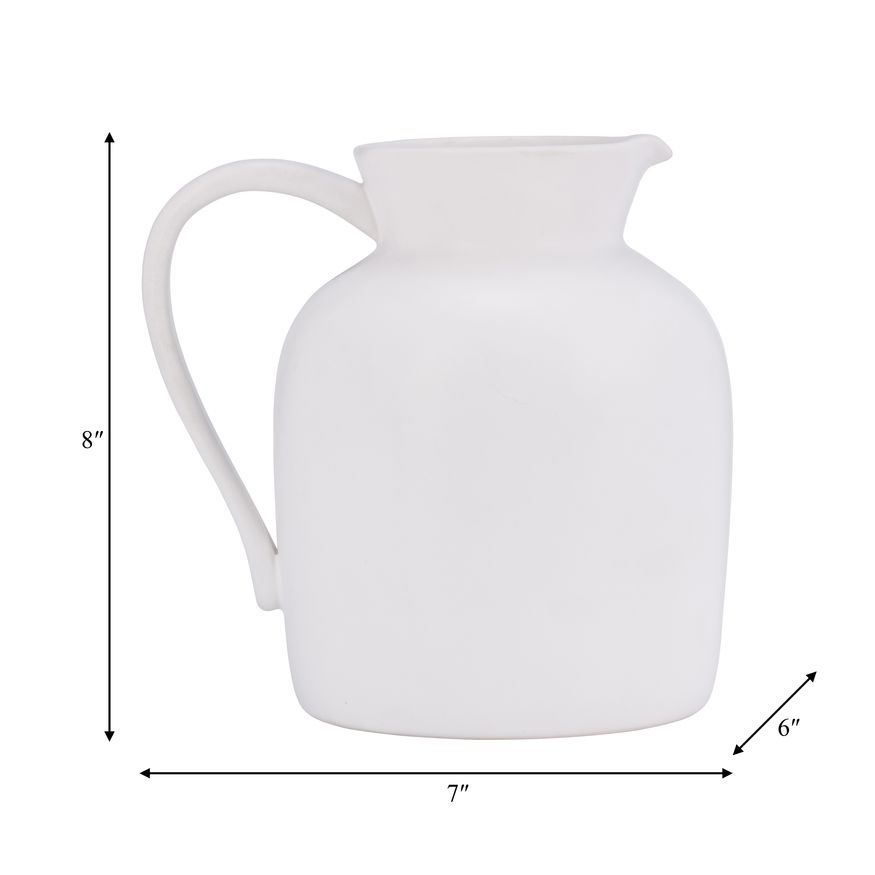 Sagebrook 7" Ceramic Pitcher Vase - White