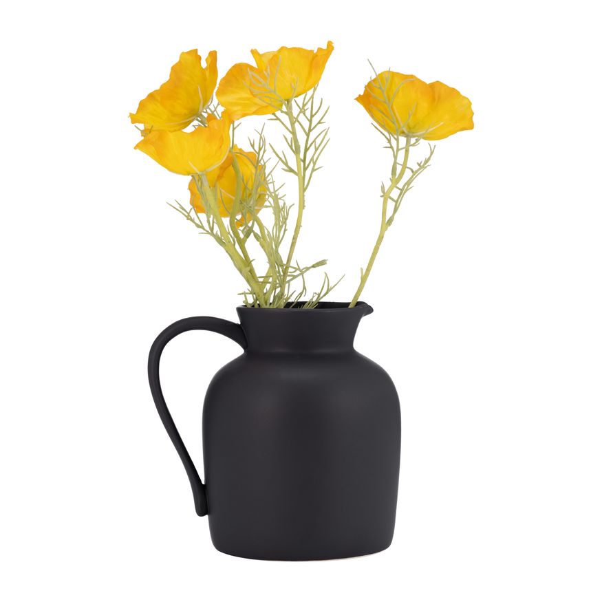 Sagebrook 7" Ceramic Pitcher Vase - Black