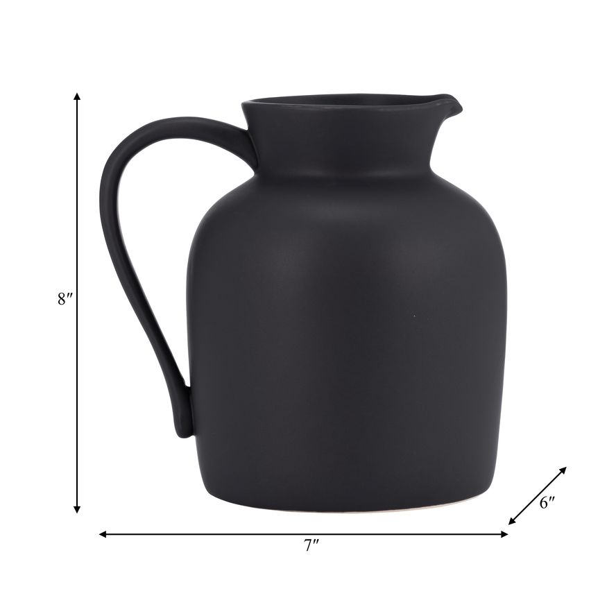 Sagebrook 7" Ceramic Pitcher Vase - Black