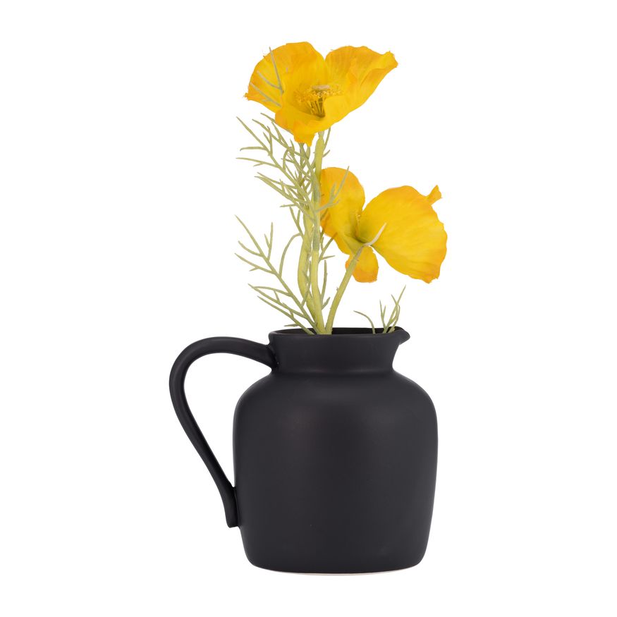 Sagebrook 5" Ceramic Pitcher Vase - Black