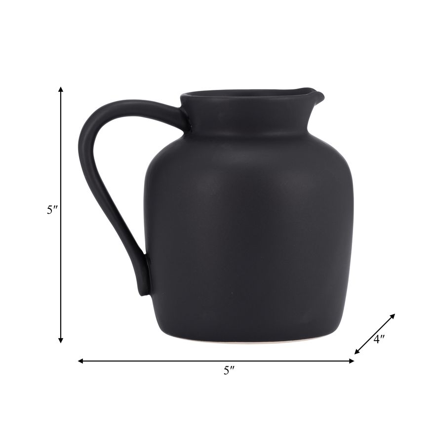 Sagebrook 5" Ceramic Pitcher Vase - Black