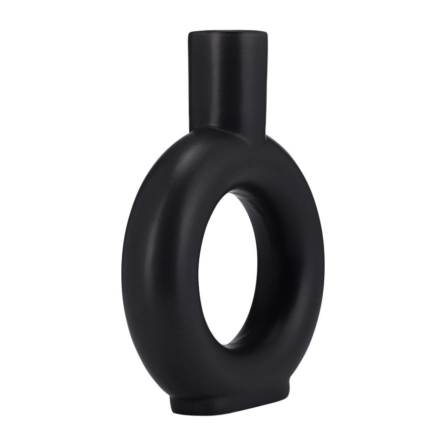 Sagebrook 9" Ceramic Round Cut-out Vase - Black