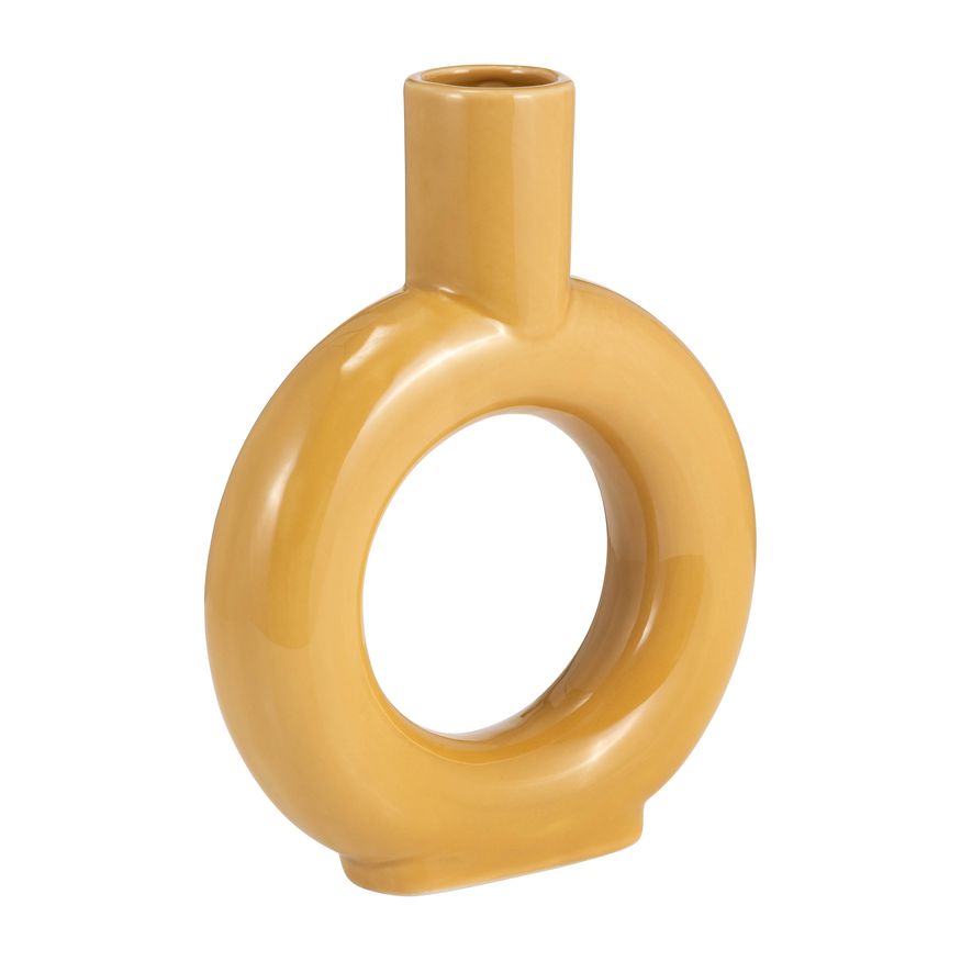 Sagebrook 9" Ceramic Round Cut-out Vase - Mustard Gold