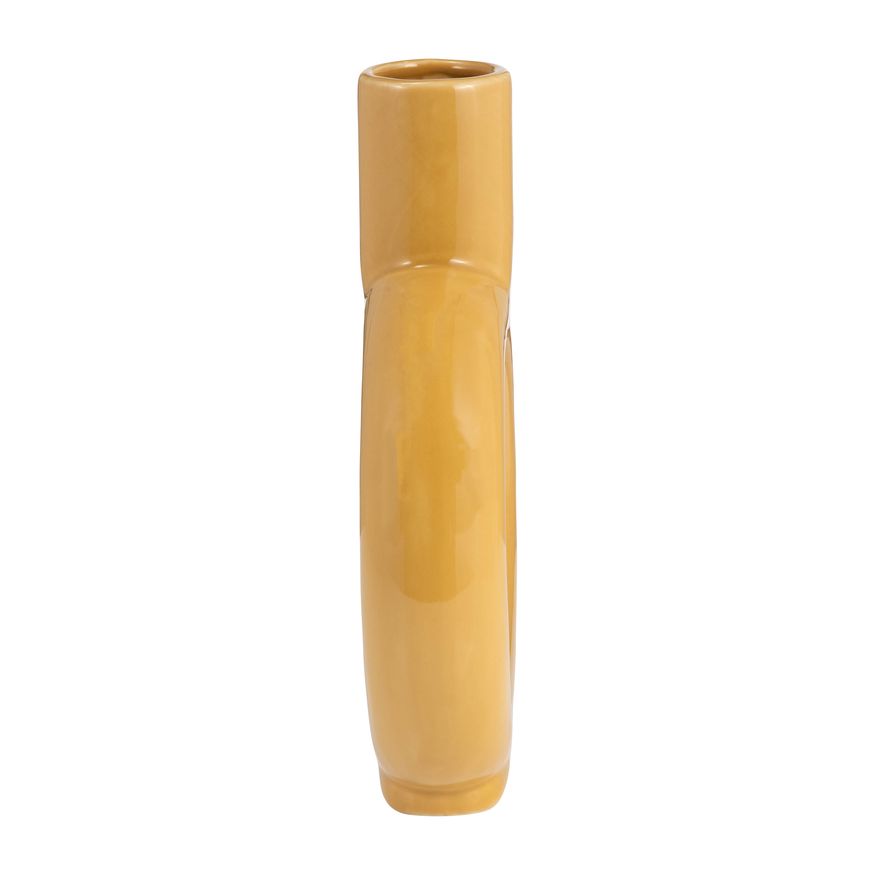 Sagebrook 9" Ceramic Round Cut-out Vase - Mustard Gold