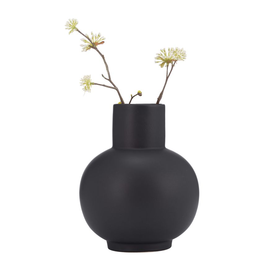 Sagebrook 8" Ceramic Bulbous Vase - Black