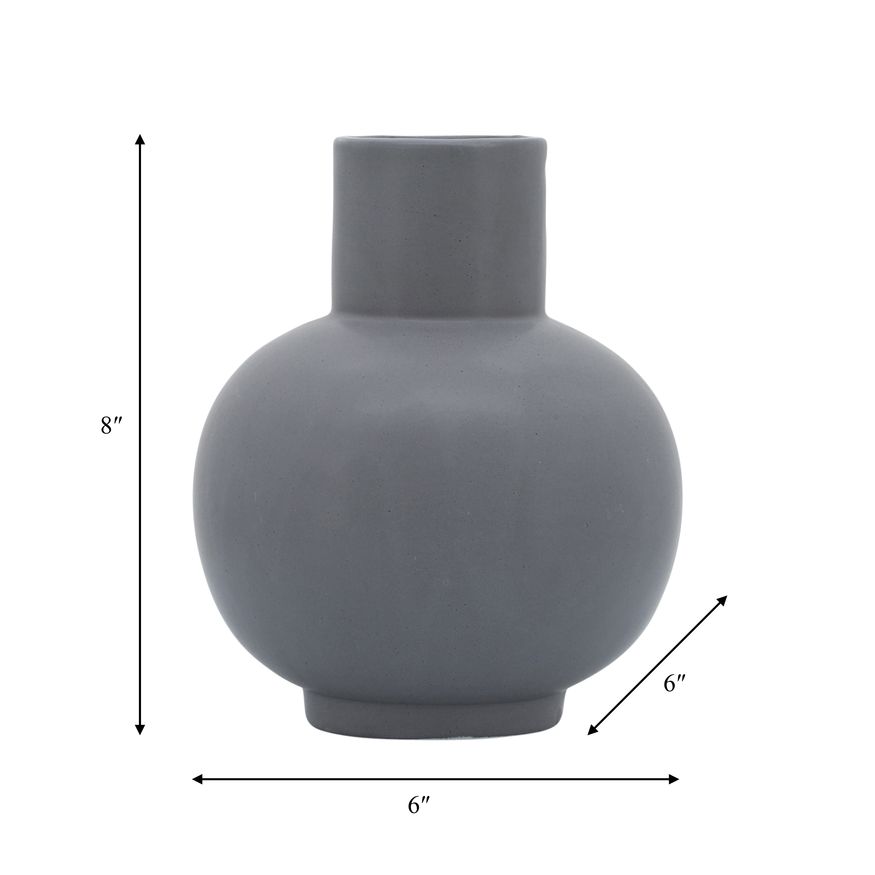 Sagebrook 8" Ceramic Bulbous Vase - Gray