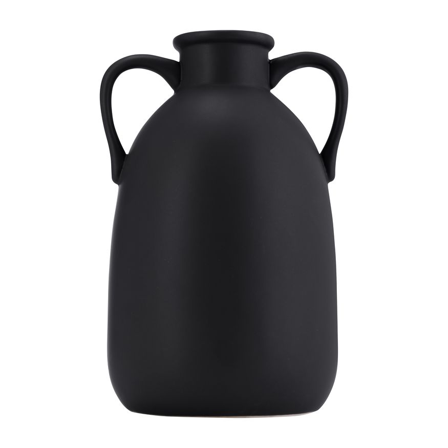 Sagebrook 10" Ceramic Eared Vase - Black