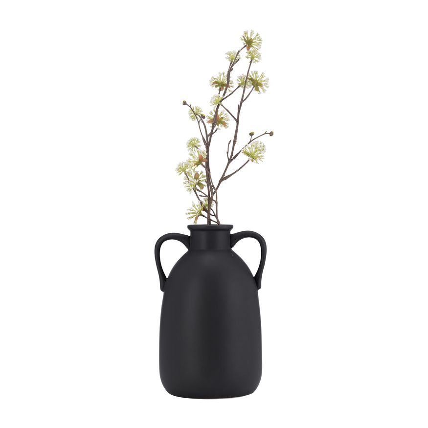 Sagebrook 10" Ceramic Eared Vase - Black