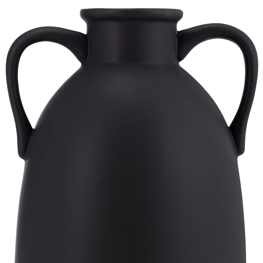 Sagebrook 10" Ceramic Eared Vase - Black