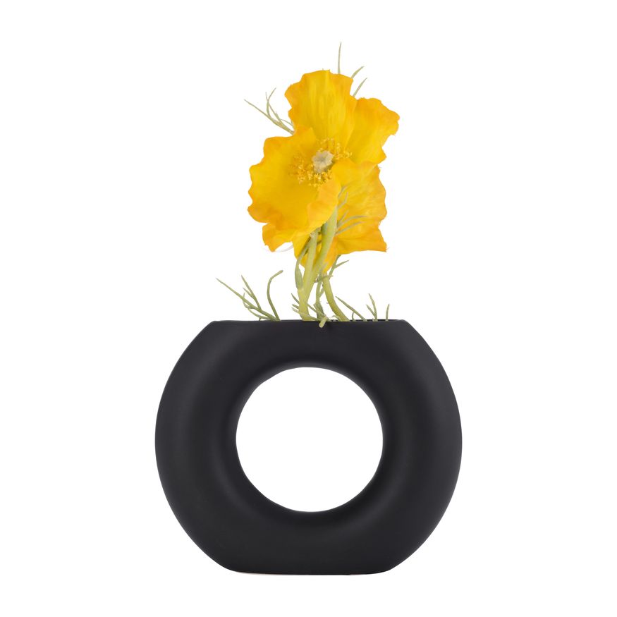 Sagebrook 5" Ceramic Donut Vase - Black