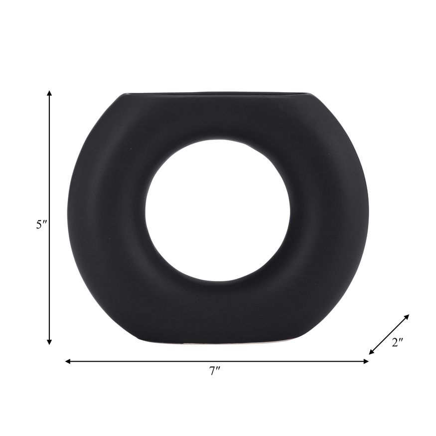 Sagebrook 5" Ceramic Donut Vase - Black