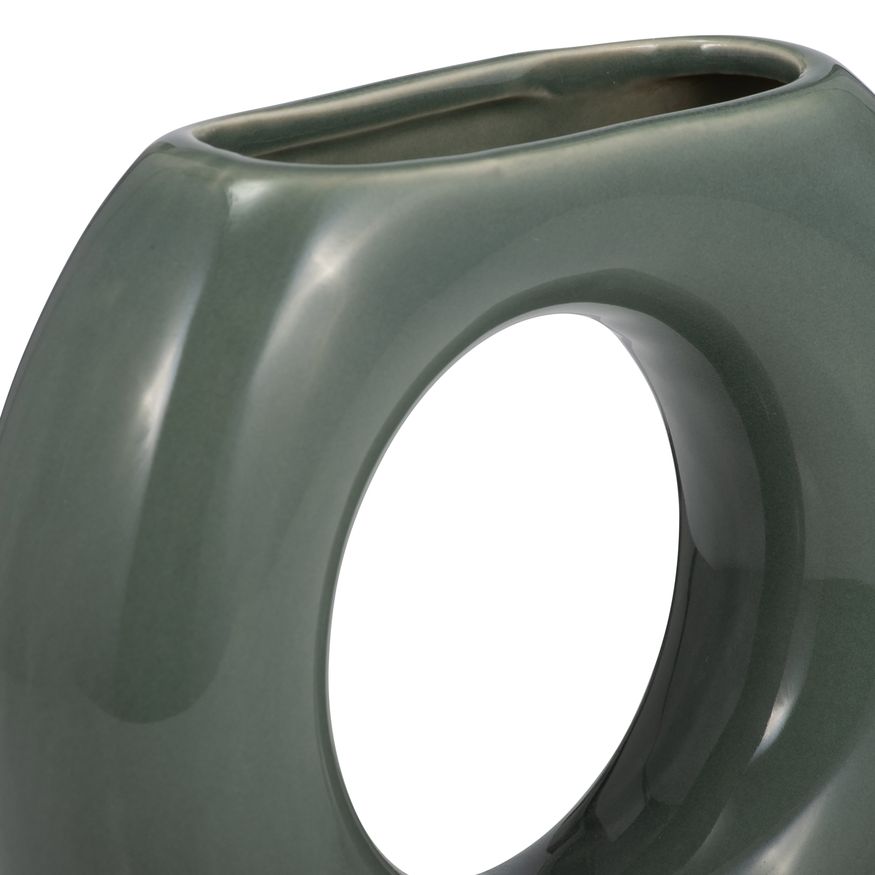 Sagebrook 5" Ceramic Donut Vase - Dark Sage