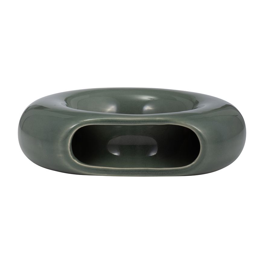 Sagebrook 5" Ceramic Donut Vase - Dark Sage