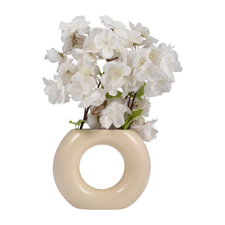 Sagebrook 5" Ceramic Donut Vase - Cotton