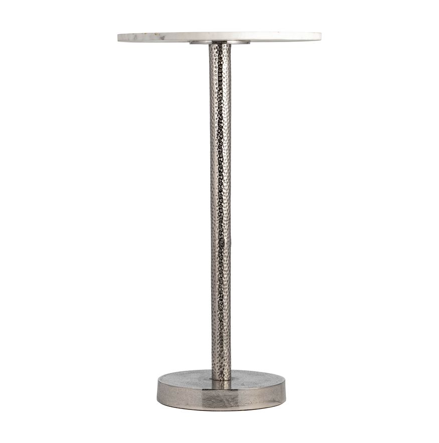 Sagebrook - Round Drink Table Flat Base in Silver/White