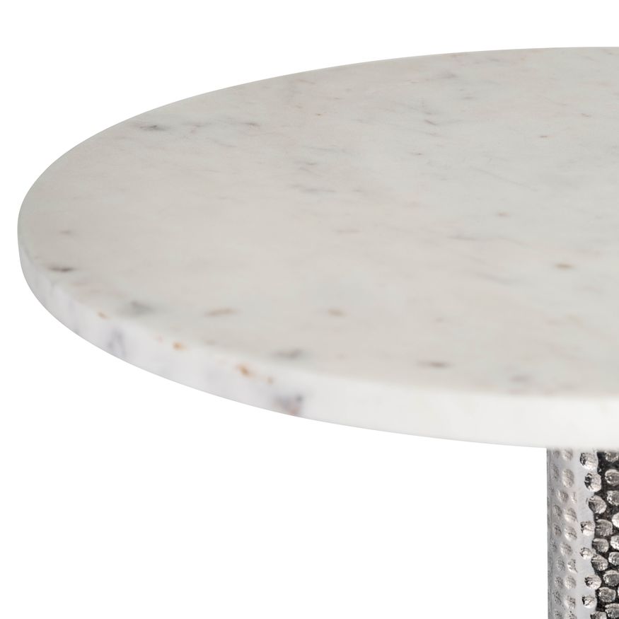 Sagebrook - Round Drink Table Flat Base in Silver/White