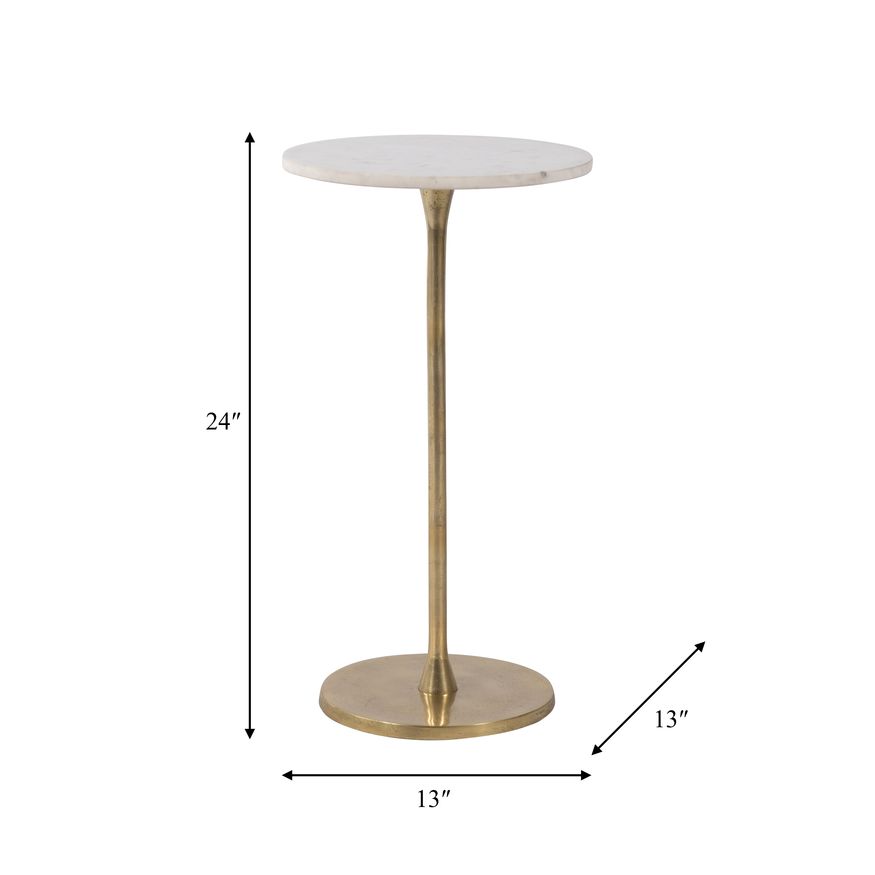 Sagebrook 24" Round Drink Table - Gold/White