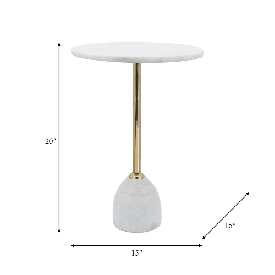 Sagebrook™ 20" Side Table Marble Top - White/Gold