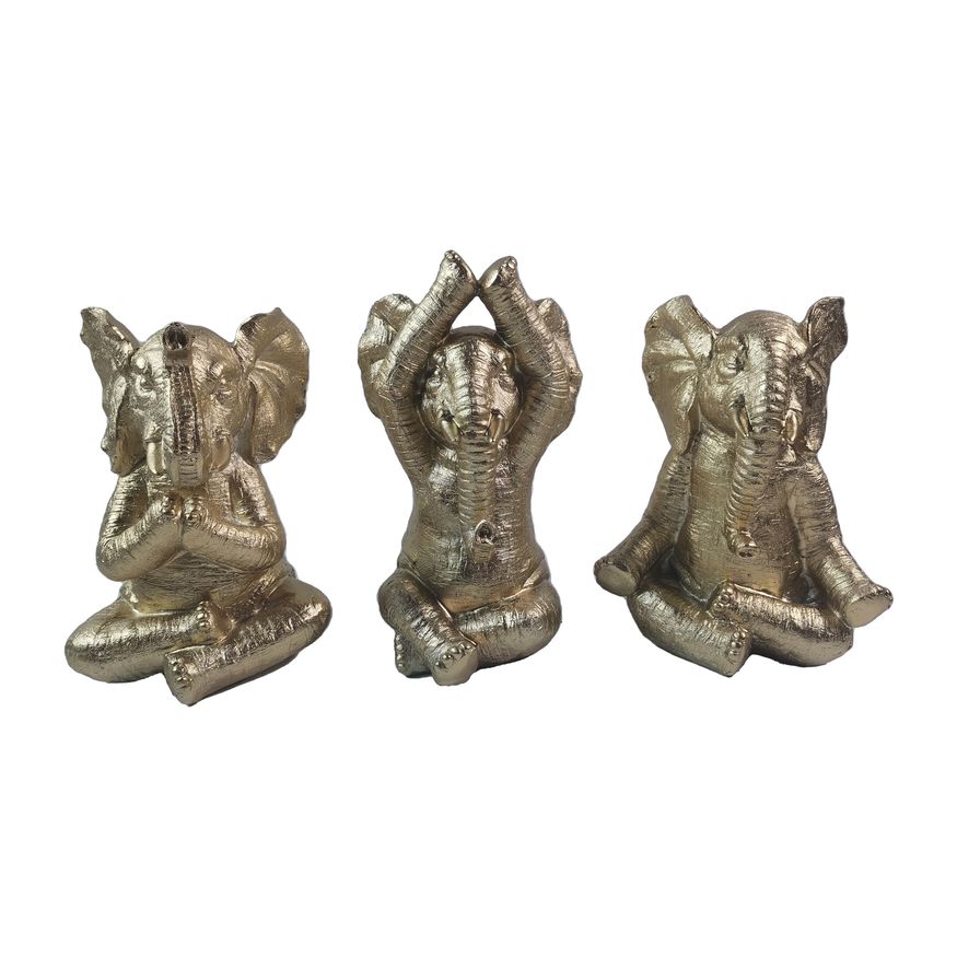 Sagebrook 8" Resin Yoga Elephants (Set Of 3)