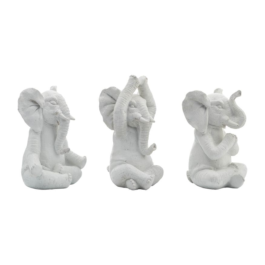 Sagebrook 8" Resin Yoga Elephants (Set Of 3)