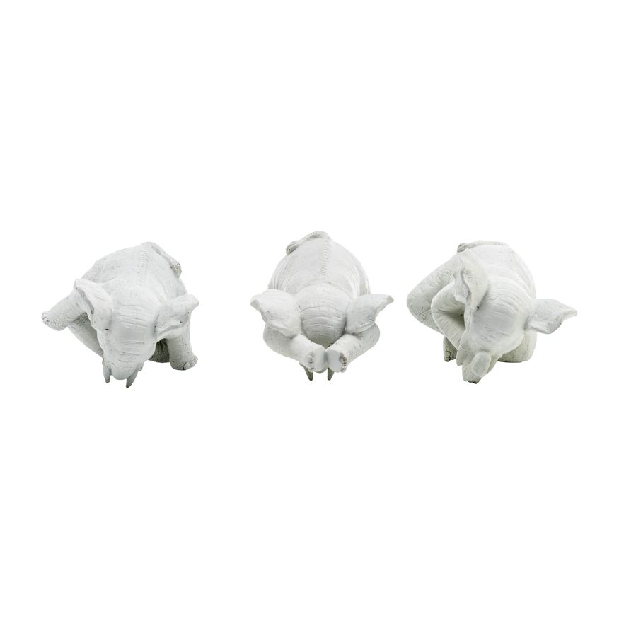 Sagebrook 8" Resin Yoga Elephants (Set Of 3) - White