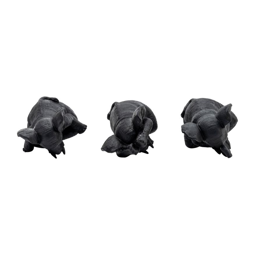 Sagebrook 8" Resin Yoga Elephants (Set Of 3) - Black