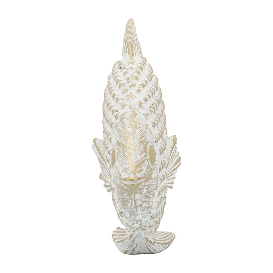 Sagebrook - 7" Ceramic Standing Fish Decor in White/Gold