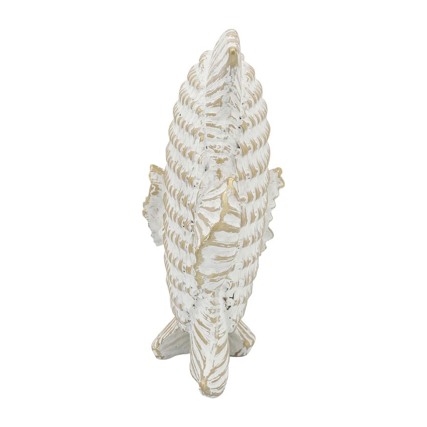 Sagebrook - 7" Ceramic Standing Fish Decor in White/Gold