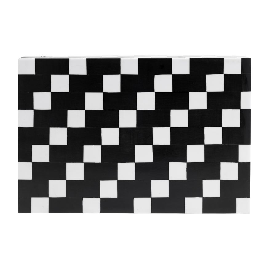 Sagebrook - 10"/12" Resin Diagonal Square Boxes (Set Of 2) in White/Black