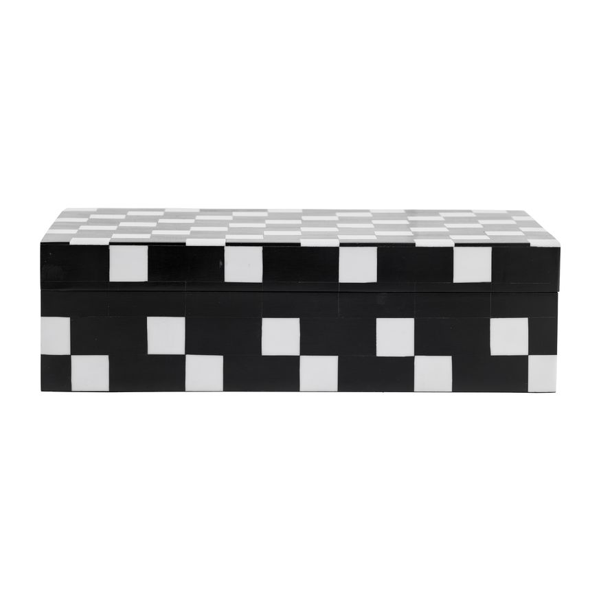 Sagebrook - 10"/12" Resin Diagonal Square Boxes (Set Of 2) in White/Black