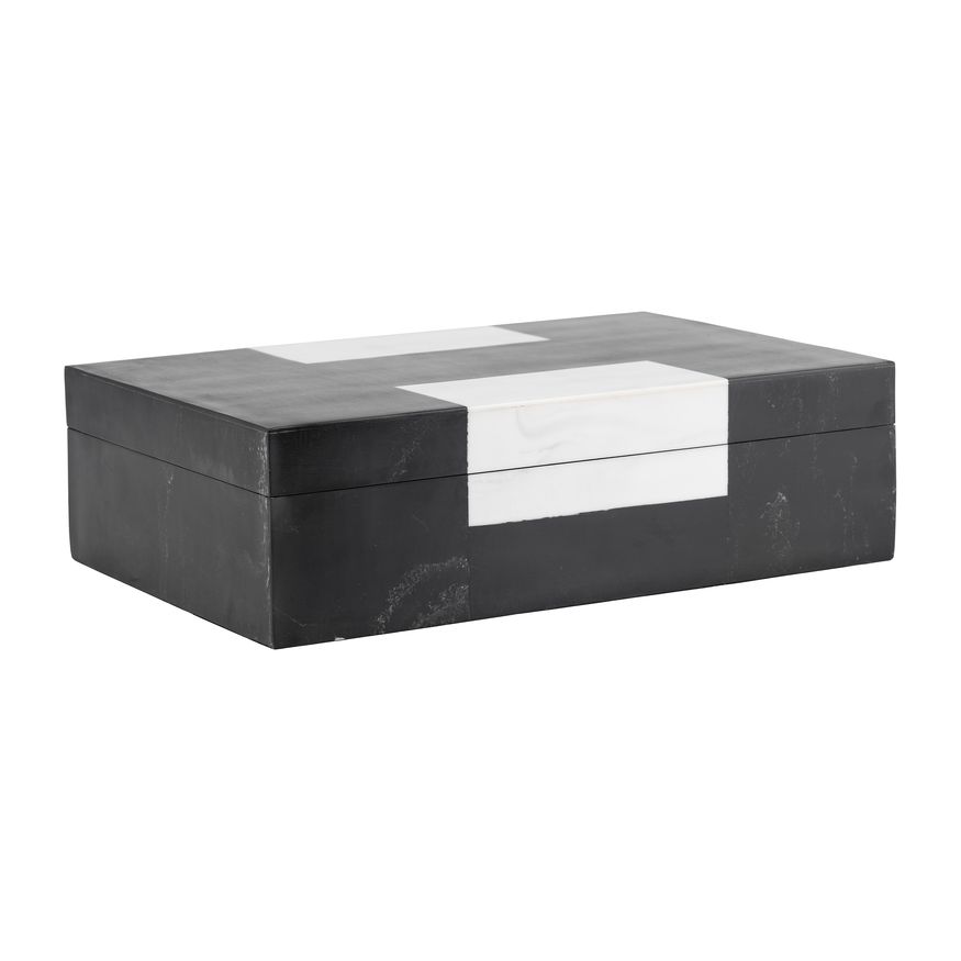 Sagebrook - 10"/12" Resin Boxes (Set Of 2) in Black/White