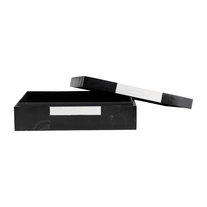 Sagebrook - 10"/12" Resin Boxes (Set Of 2) in Black/White