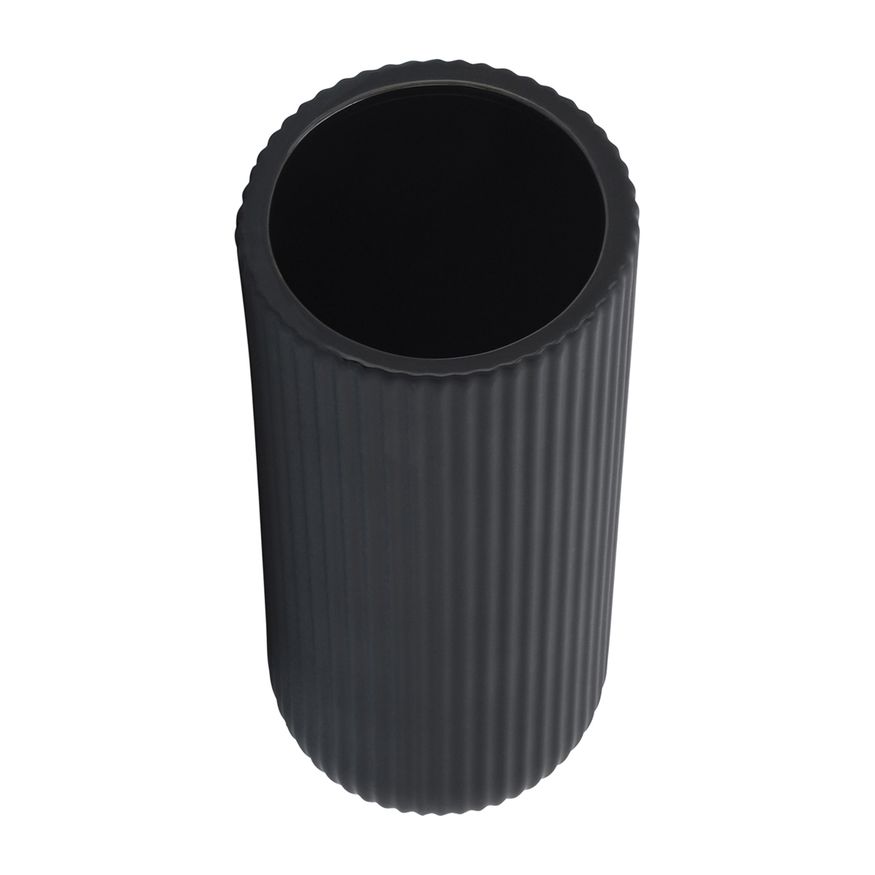 Sagebrook 11" Ceramic Ridged Vase - Black