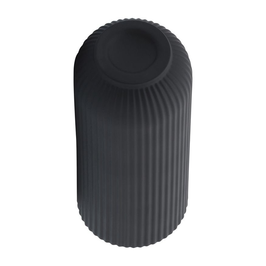 Sagebrook 11" Ceramic Ridged Vase - Black