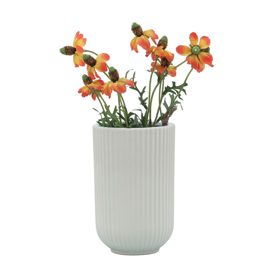 Sagebrook 7" Ceramic Ridged Vase - White