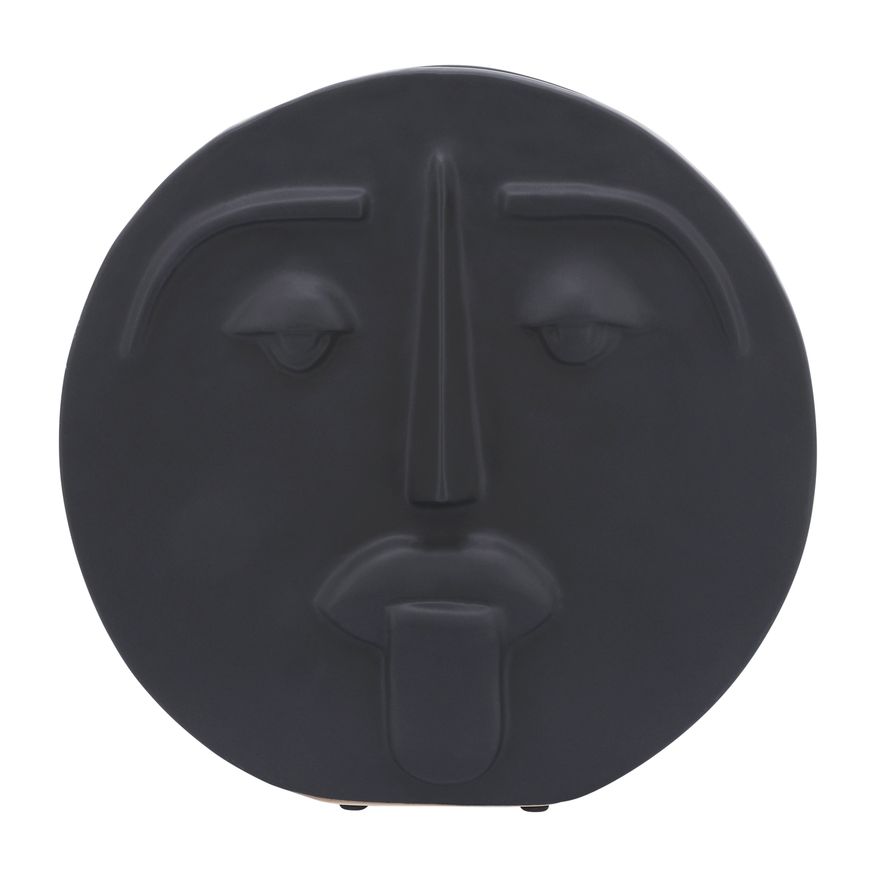 Sagebrook 10" Ceramic Sad Face Vase - Black