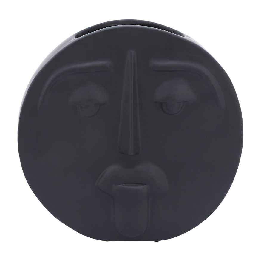 Sagebrook 10" Ceramic Sad Face Vase - Black