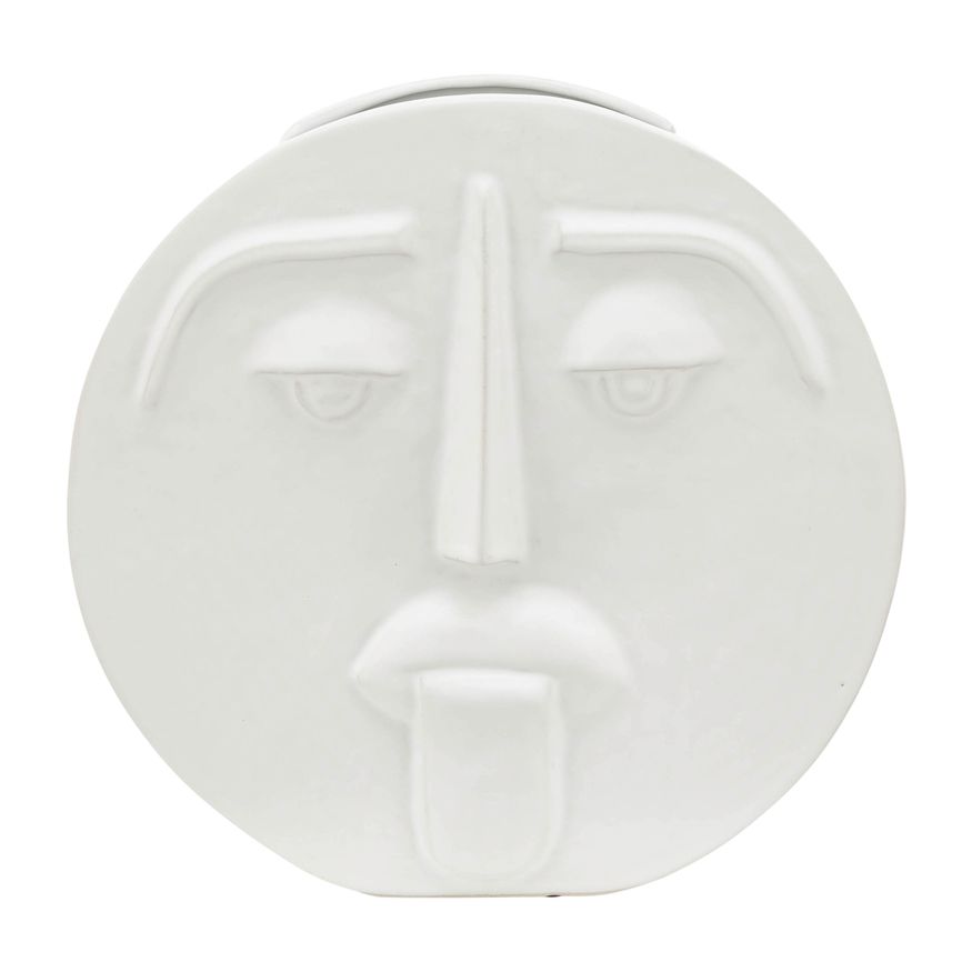 Sagebrook 10" Ceramic Sad Face Vase - White