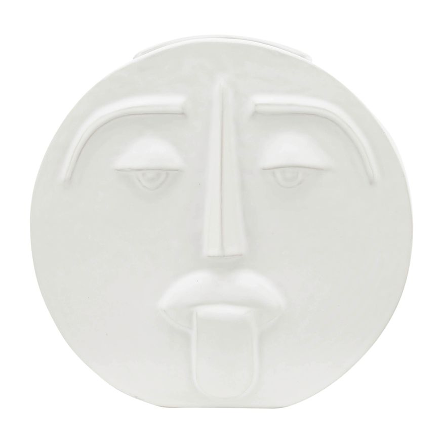 Sagebrook 10" Ceramic Sad Face Vase - White