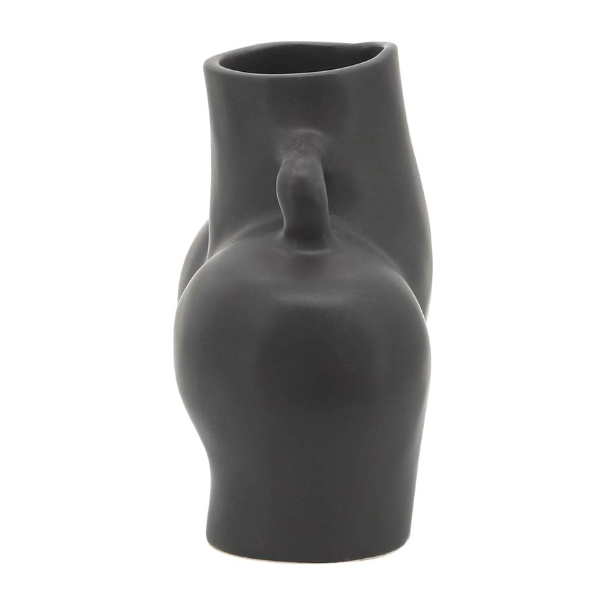 Sagebrook 6" Ceramic Half Body Vase - Black